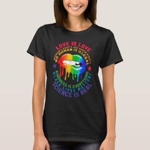 Pride LGB Blm Equality Rainbow Läppar Lgbtq Kärlek T Shirt