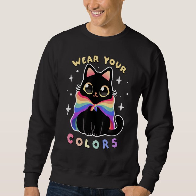 Pride LGB Cat Lång Ärmad Tröja (Framsida)