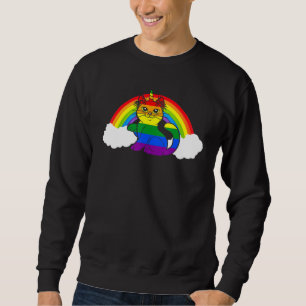 Pride LGB Flagga Unicorn Cat Matching Gay Lesbisk Lång Ärmad Tröja