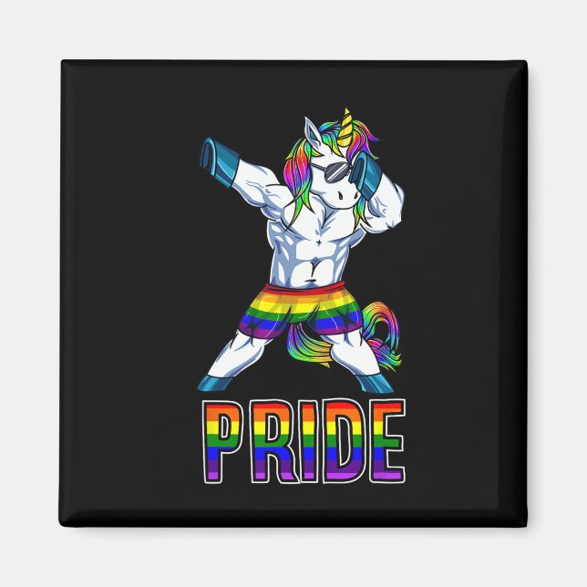 Pride Lgbt Bodybuilding Unicorn Muscle Lesbisk Gay Magnet (Framsidan)