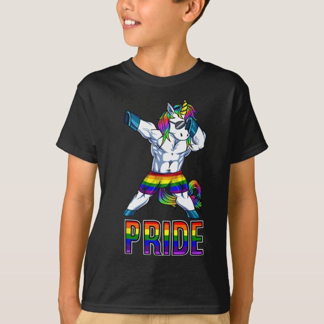 Pride Lgbt Bodybuilding Unicorn Muscle Lesbisk Gay T Shirt (Framsida)