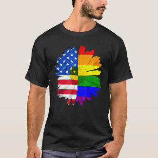 Pride LGBT Daisy Heart Rainbow American Flagga Flo T Shirt