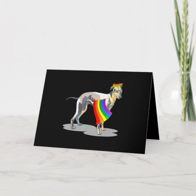 Pride Lgbt Flag Gay Vara Lesbisk Whippet Älskare P Kort (Framsida)
