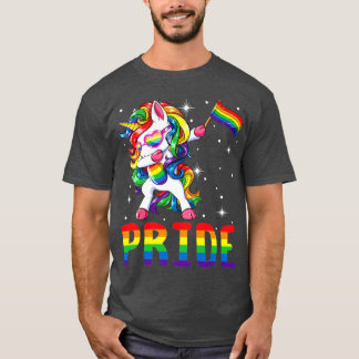 Pride LGBT Gay BE Lesbisk Unicorn Dabbing Funny t Shirt