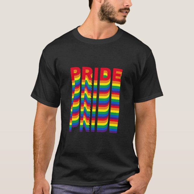 Pride lgbt lgbtq gay rainbow retro färg coola t shirt (Framsida)