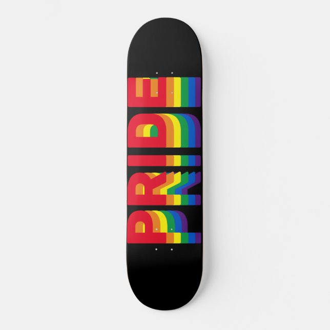 Pride lgbt lgbtq queer gay rainbow retro black mini skateboard bräda 18,5 cm (Framsida)