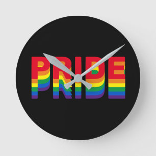 Pride lgbt lgbtq queer gay rainbow retro black rund klocka