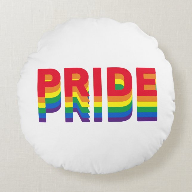 Pride lgbt lgbtq queer gay rainbow retro färg rund kudde (Framsidan)