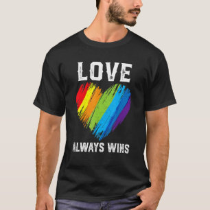 Pride LGBT Månad Cute Rainbow Heart Kärlek Wins T Shirt
