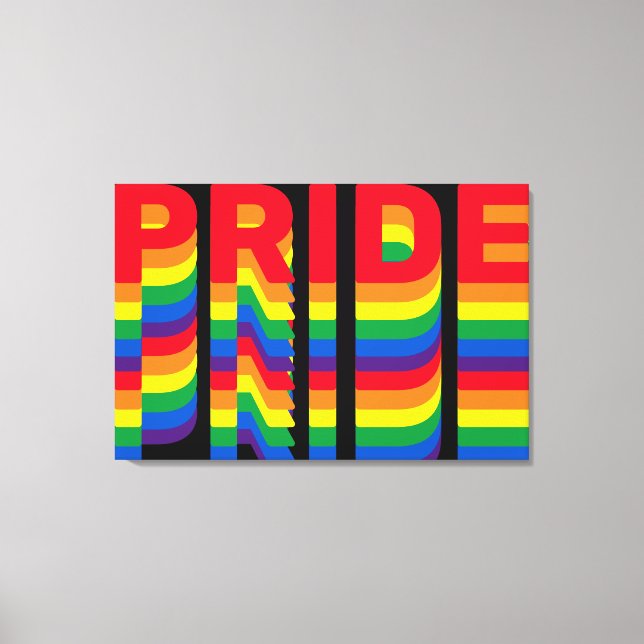 Pride lgbt-regnbåge svart canvastryck (Framsida)