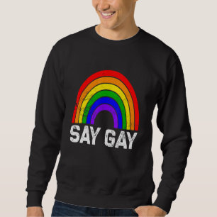 Pride LGBT säger att Gay Rainbow säger Trans Proud Lång Ärmad Tröja
