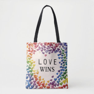 Pride LGBTQ Gay Kärlek Wins AI Rainbow Heart Tygkasse