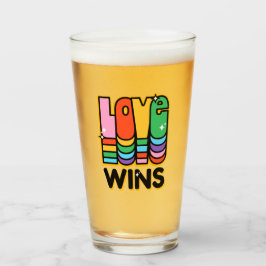 Pride LGBTQ Kärlek Wins Rainbow Retro Typography Glaskopp