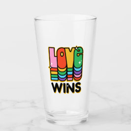 Pride LGBTQ Kärlek Wins Rainbow Retro Typography Glaskopp