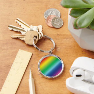 Pride lgbtq lgbt rainbow färg mönster rund silverfärgad nyckelring