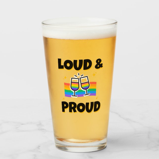 Pride LGBTQ Loud och Proud Rainbow Glaskopp (Framsida fylld)