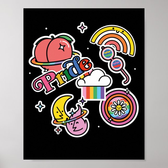 Pride+LGBTQ. Love pride. Rainbow heart with flower Poster (Framsidan)