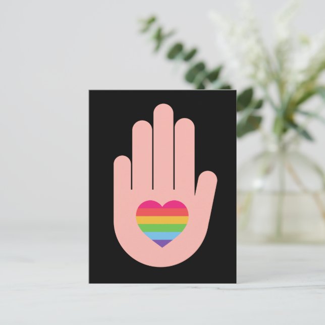 Pride lgbtq queer kärlek. regnbåge färg vykort (Stående Fram)