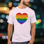 Pride LGBTQ Rainbow Heart Flagga Anpassningsbar Te T Shirt<br><div class="desc">Lägg till texten och skapa enkelt personligens pride T-shirt. Klicka på ANPASSA YTTERLIGARE om du vill ändra texten färg eller teckensnittet. Du kan ÖVERFÖRA DESIGN på andra Zazzle-produkter och justera den så att den passar de flesta Zazzle-objekt. Du kan också klicka på knappen CUSTOMIZE för att lägga till, ta bort...</div>