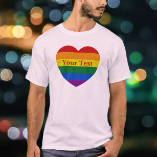 Pride LGBTQ Rainbow Heart Flagga Anpassningsbar Te T Shirt