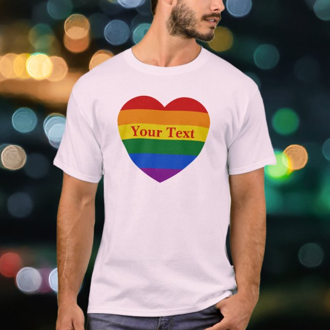 Pride LGBTQ Rainbow Heart Flagga Anpassningsbar Te T Shirt (Skapare uppladdad)