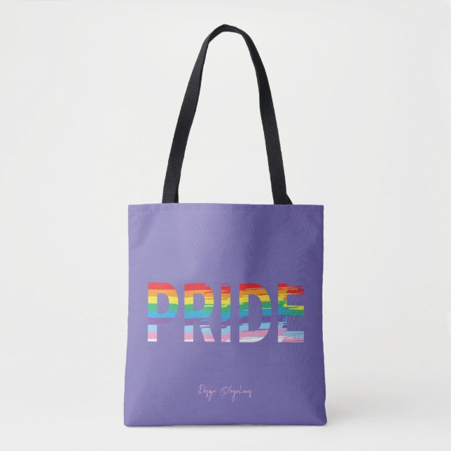 PRIDE LGBTQIA Rainbow Flagga, Pride Lila Tote Bag Tygkasse (Framsida)