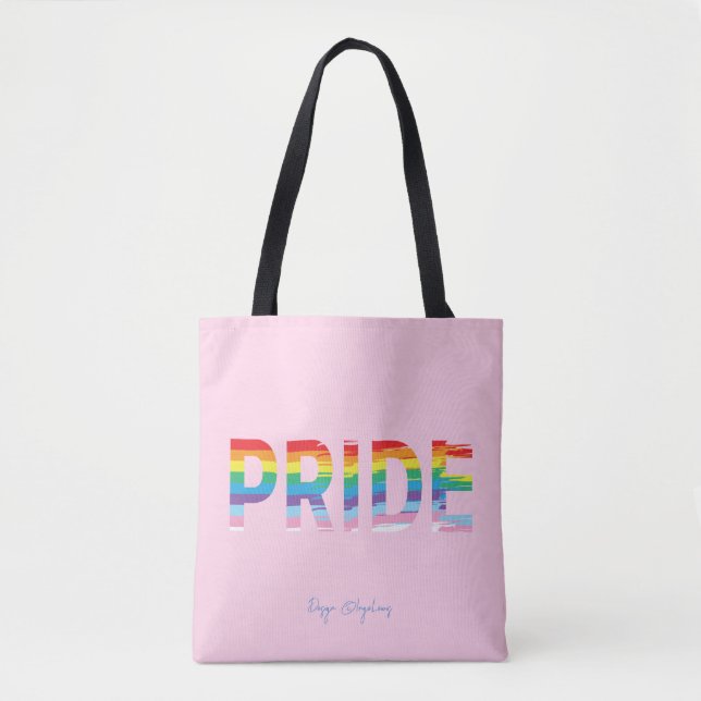 PRIDE LGBTQIA Rainbow Flagga, Pride Rosa Tote Bag Tygkasse (Framsida)