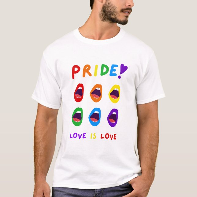 Pride Love is Love Herr T Shirt (Framsida)