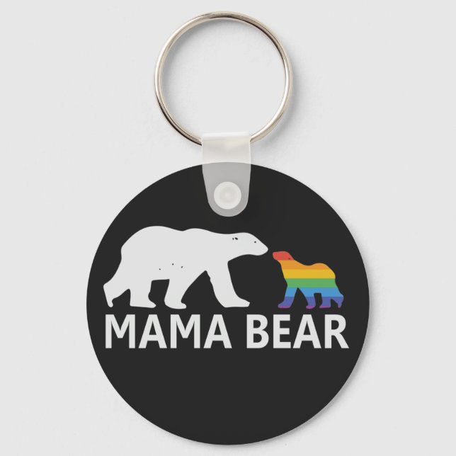 Pride Mama Bear Stolt Mamma Lgbt Mama Bear Nyckelring (Framsida)