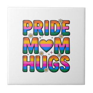 Pride Mamma Kramar Vintage Regnbåge Vektor Design_ Kakelplatta