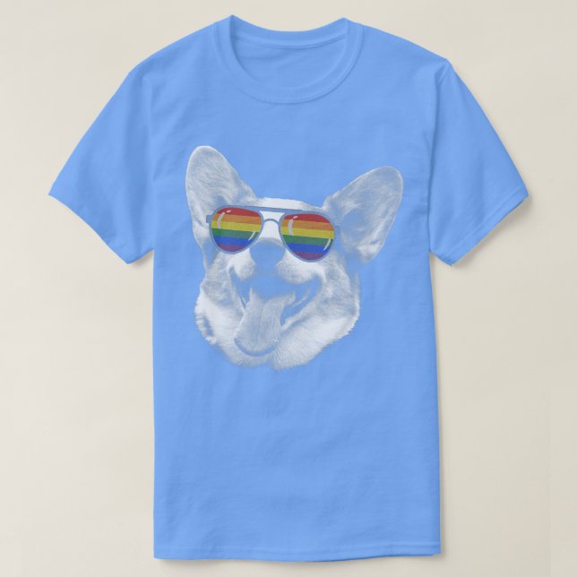 Pride Månad Corgi Rainbow Flagga Lgbt Sunglasses13 T Shirt (Design framsida)