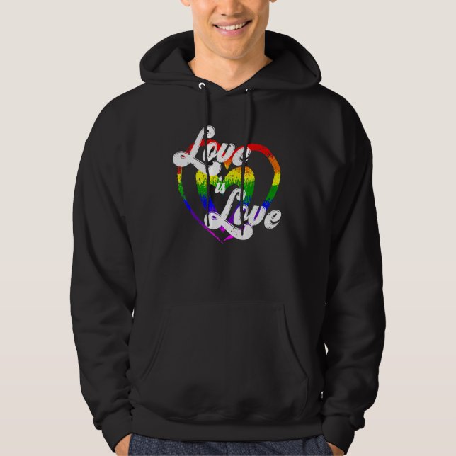 Pride månad Kärlek är Kärlek Rainbow Flagga proud  Hoodie (Framsida)
