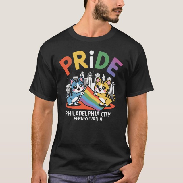 Pride Månad Philadelphia City Pennsylvania USA Rai T Shirt (Framsida)