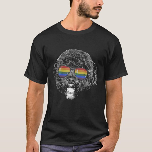 Pride Månad Portugals regnbåge i Vatten Hund Flagg T Shirt (Framsida)
