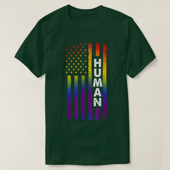 Pride Månad T-Shirt HUMAN HBT Flagga Gay Transgend (Design framsida)