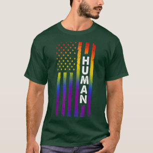 Pride Månad T-Shirt HUMAN HBT Flagga Gay Transgend