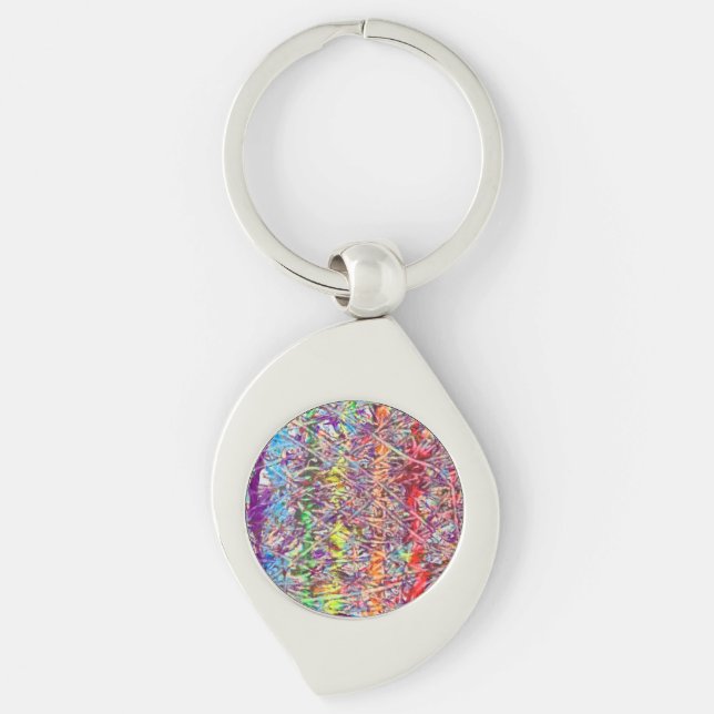 Pride Marmor Konst Knapp Swirl Silverfärgad Nyckelring (Framsidan)