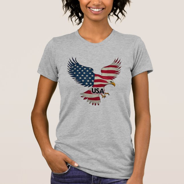 Pride med Patriotic Eagle American USA flagga T Shirt (Framsida)