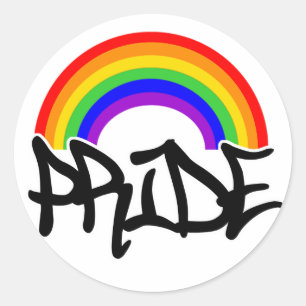 Pride med regnbågen runt klistermärke