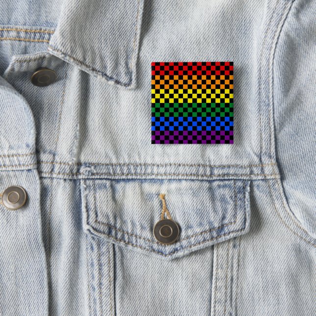 Pride Mönster | Regnbåge Checkers Knapp (In Situ)