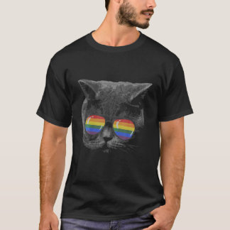 Pride Month British Shorthair Rainbow Flagga T Shirt