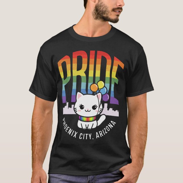 Pride Month Phoenix City Arizona USA Rainbow Flagg T Shirt (Framsida)