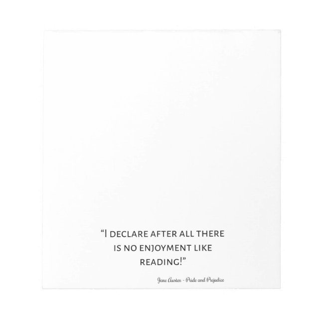 Pride och fördomar, citat III Anteckningsblock (Framsida)