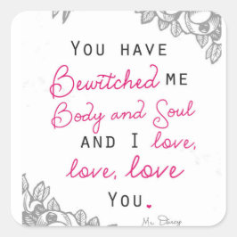 Pride och fördomar - Darcy Fyrkantigt Klistermärke