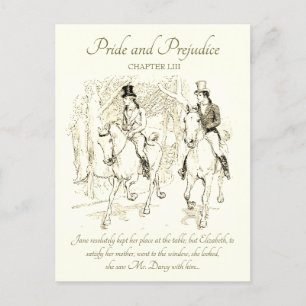 Pride och fördomar mot Darcy Bingley Ride Horses Vykort