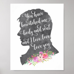 Pride och fördomar mot Darcy Bok Quote Print Poster