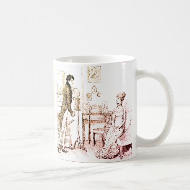 Pride och fördomar mot Darcy Kärlek-bekännelsen Kaffemugg (Höger)