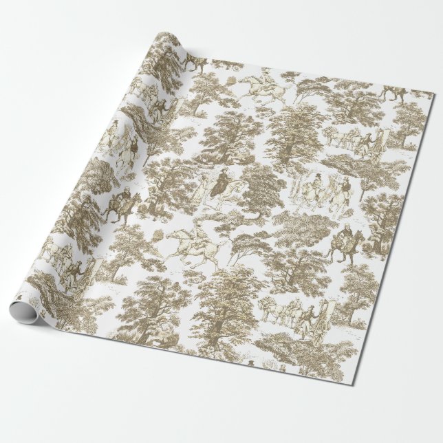 Pride och fördomar mot hästar Beige Guld Toile Presentpapper (Utrullad)