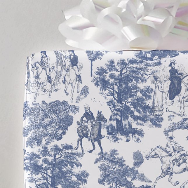 Pride och fördomar mot hästar Dusty Blue Toile Presentpapper (Skapare uppladdad)