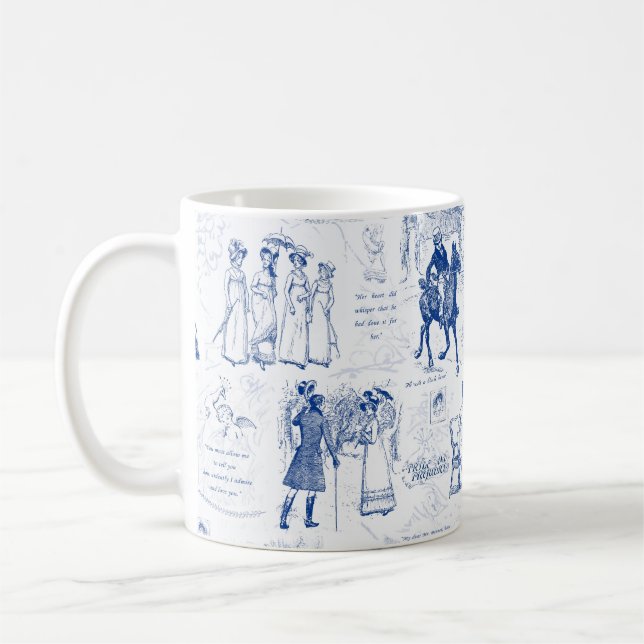 Pride och fördomsfria blåcitattecken kaffemugg (Vänster)
